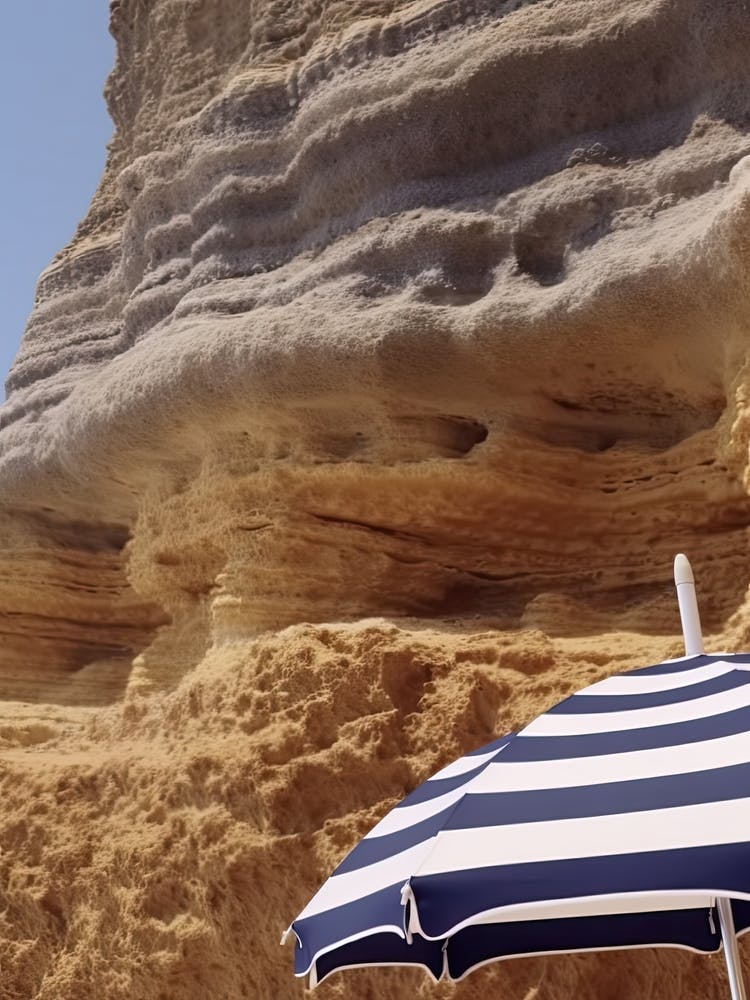 Beach Umbrella And Cliffs Summer Photography