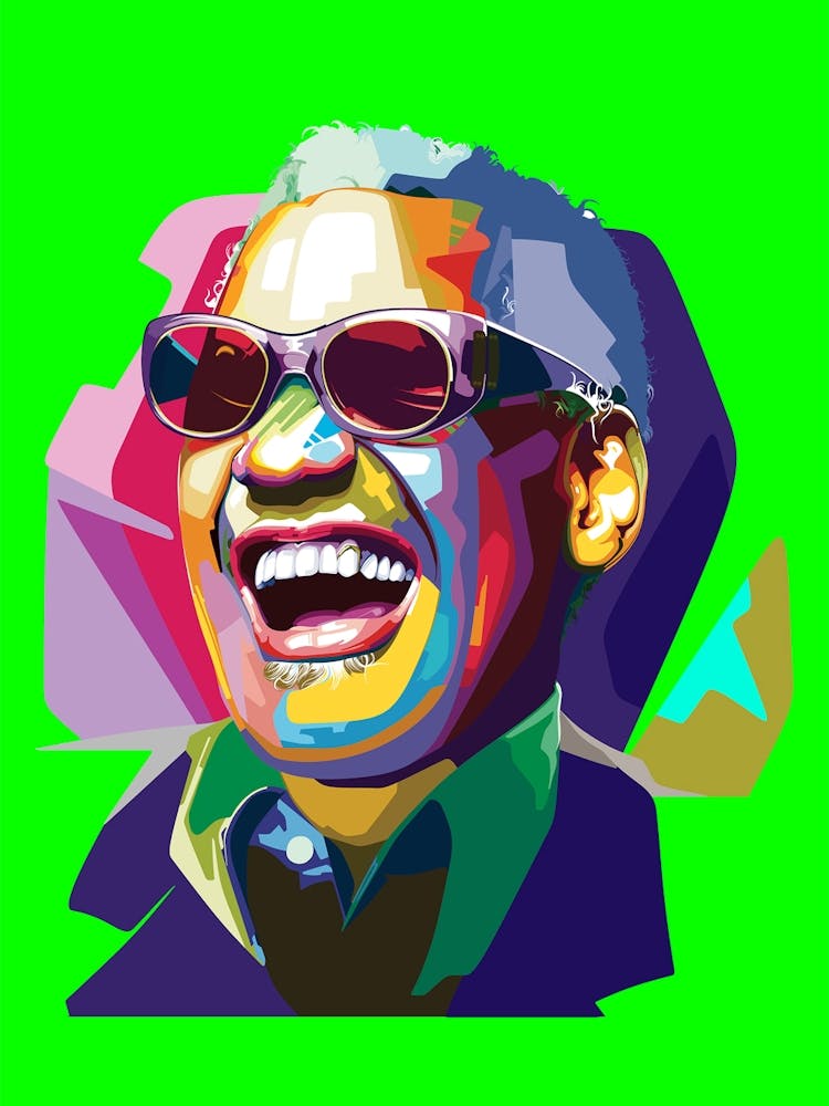 Ray Charles US Jazz Singer Pop Art Illustration
