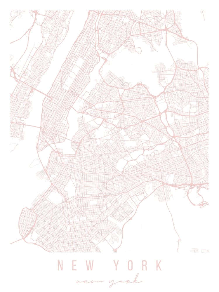 New York New York Light Pink Minimal Street Map