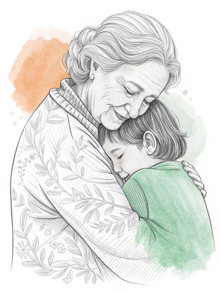Grandmother Hugging Her Grandson