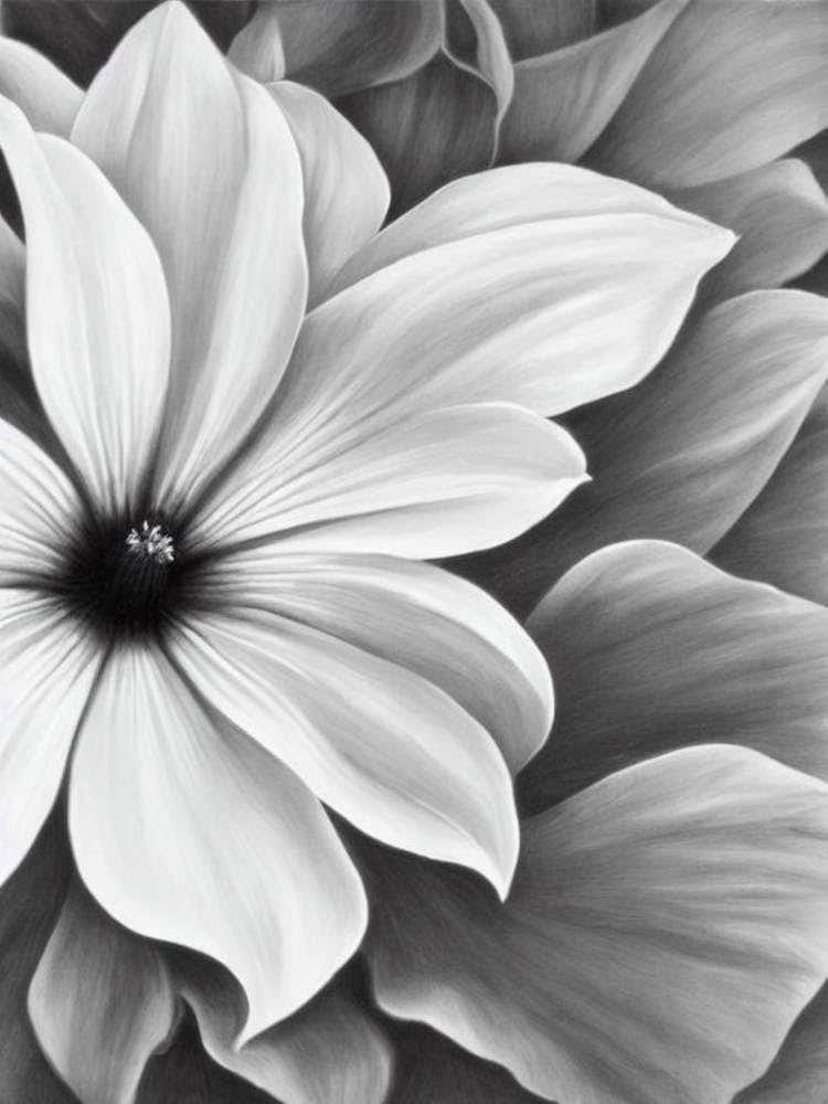 Morning Glory B&W Pencil 3 Flower