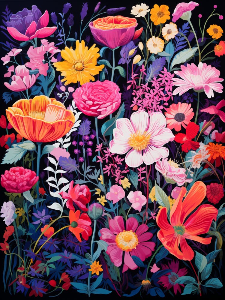 Vibrant Wildflower Screen Print