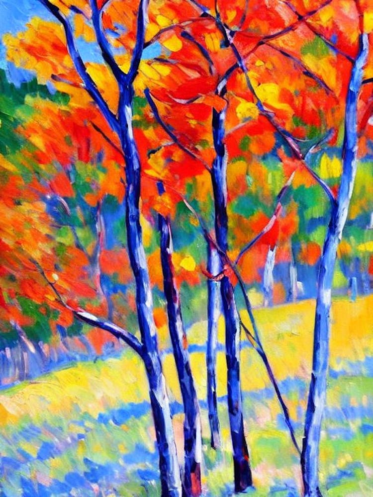 Quaking Aspen 3 Hybrid tree Abstract Block Colour