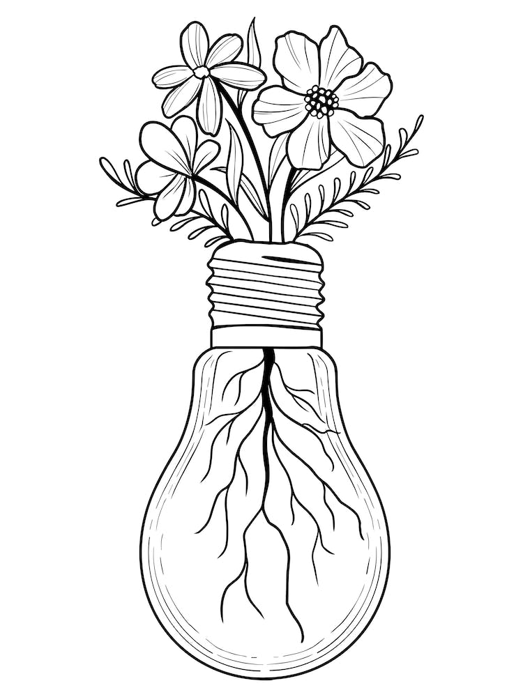 Light Bulb With Flowers