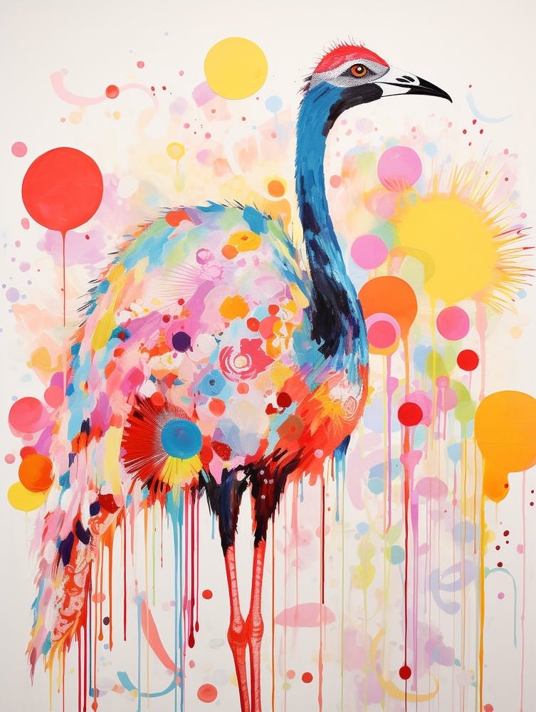 Bird Painting Collage Ostrich 3