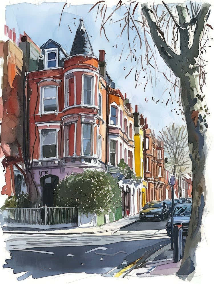 Kensington And Chelsea London Borough   Street Watercolour 2