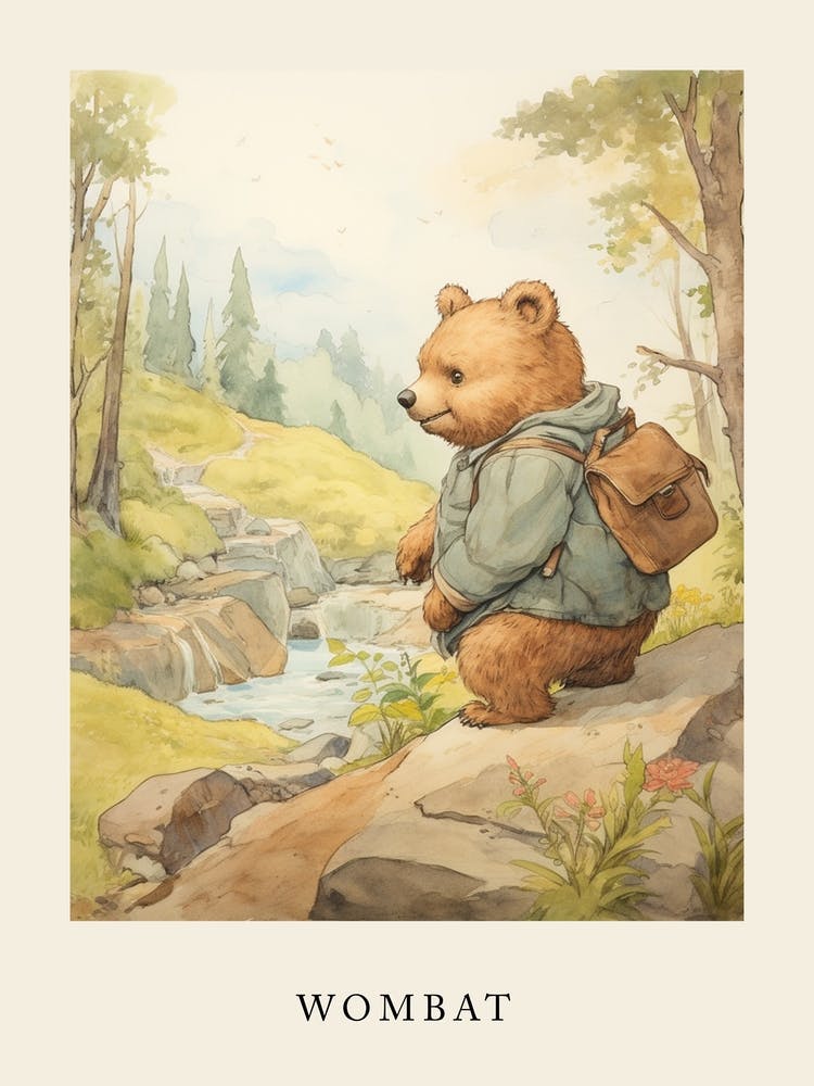 Beatrix Potter Inspired  Animal Watercolour Wombat 2