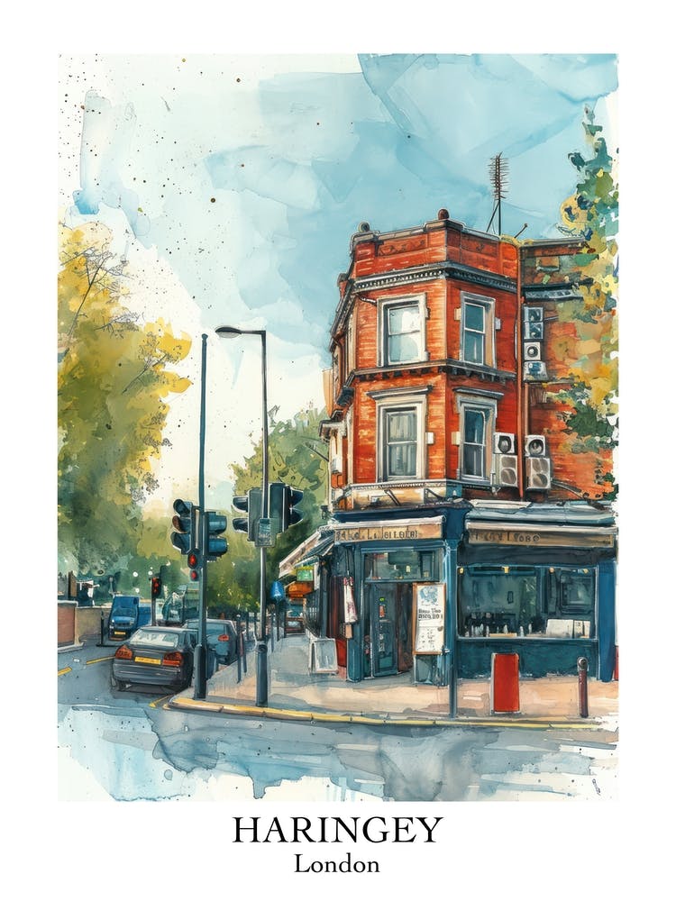 Haringey London Borough   Street Watercolour 3 Poster
