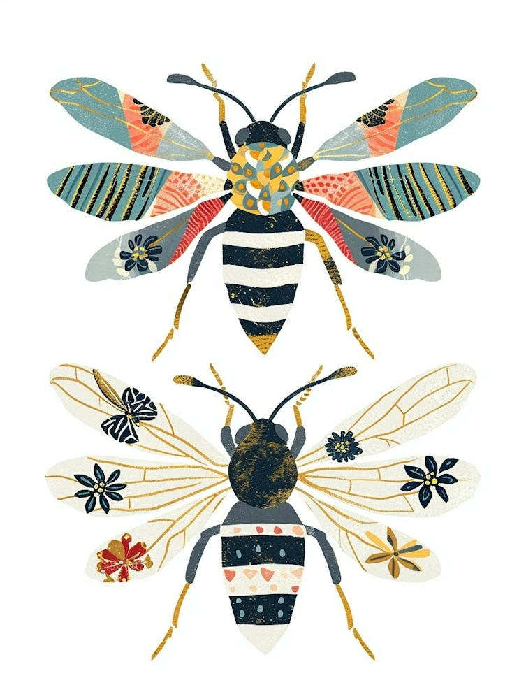 Colourful Insect Illustration Wasp 6