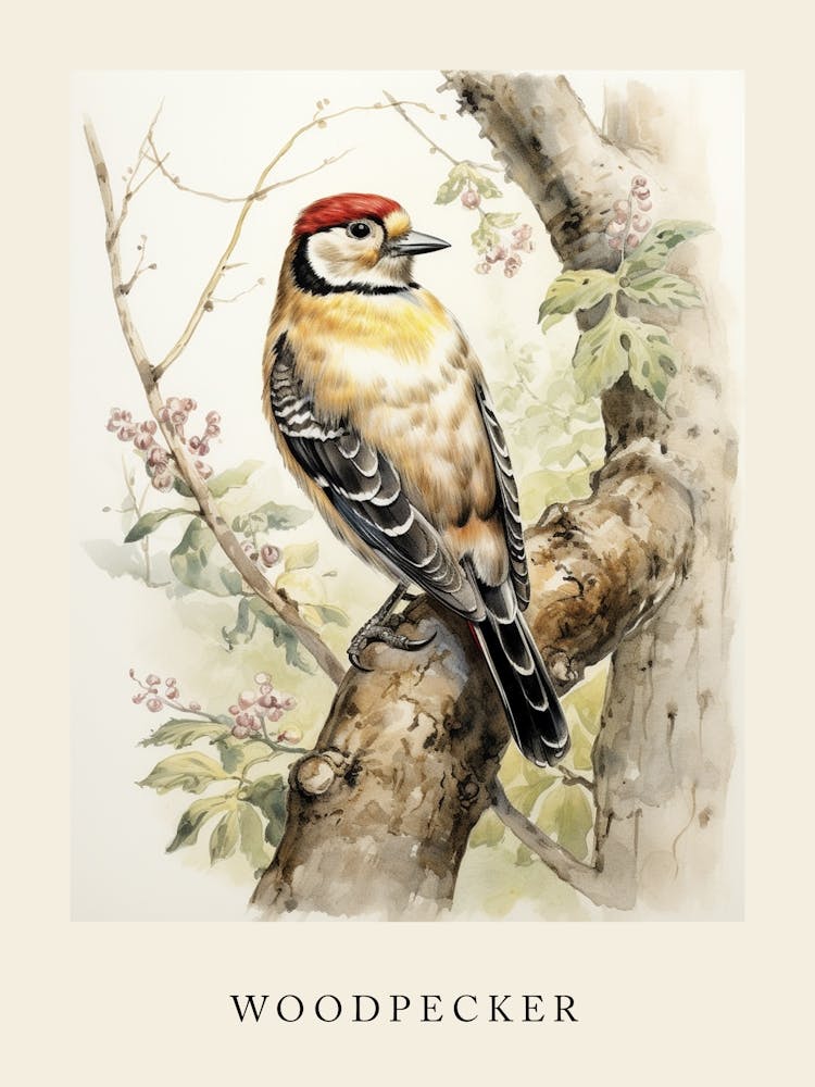 Beatrix Potter Inspired  Animal Watercolour Woodpecker 1