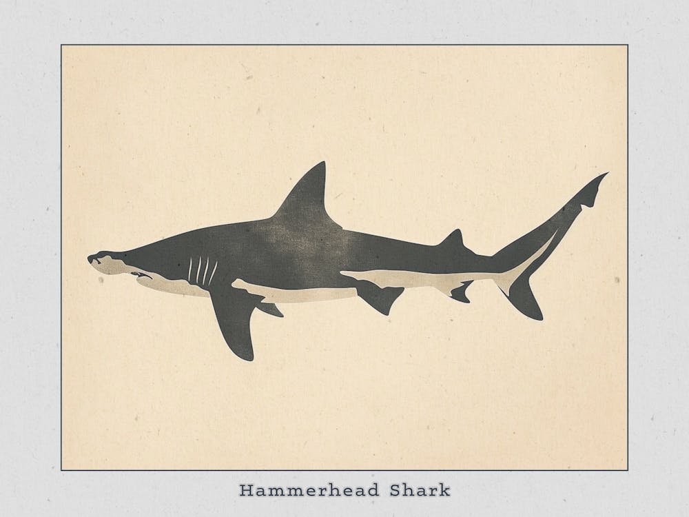 Hammerhead Shark Grey Silhouette 1 Poster