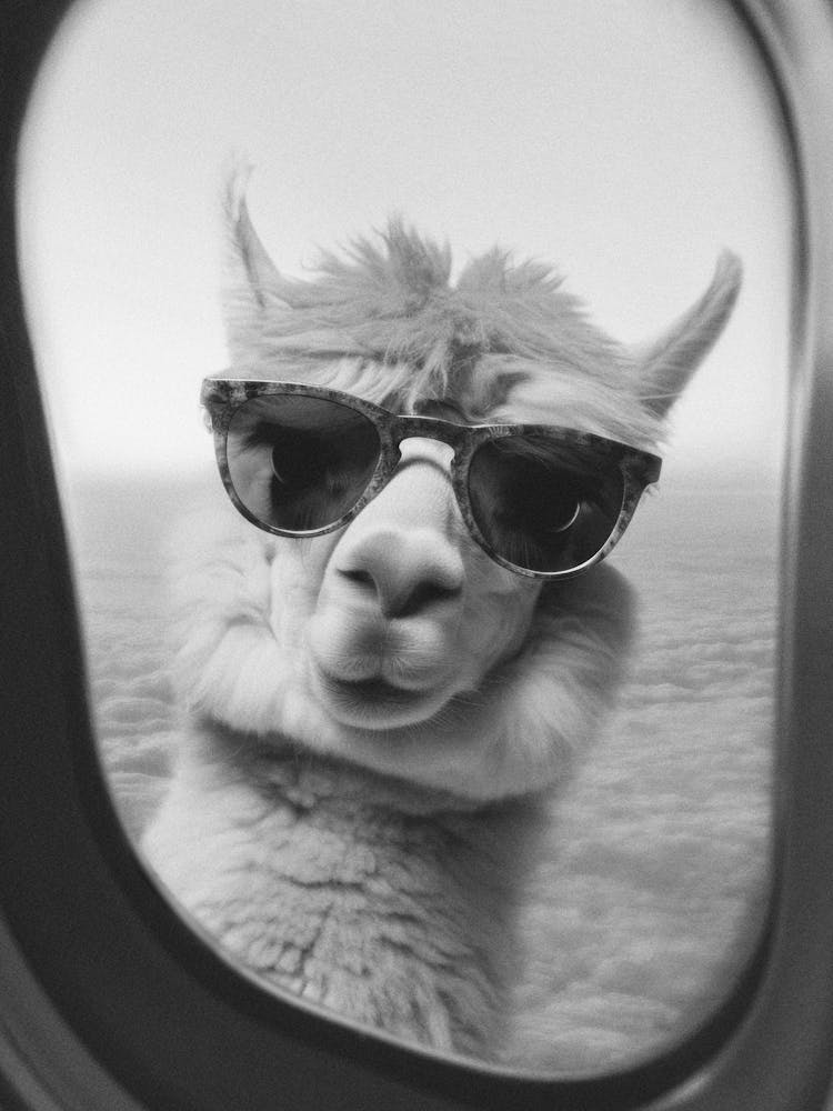 Funny Lama Black And White