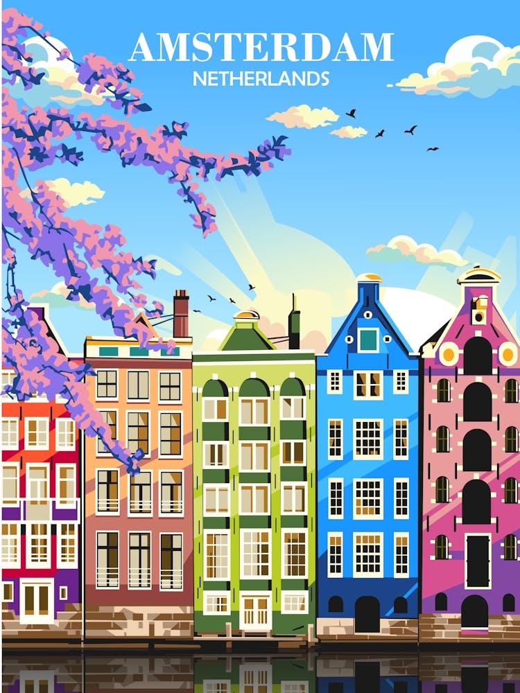Travel Poster Amsterdam Netherlands