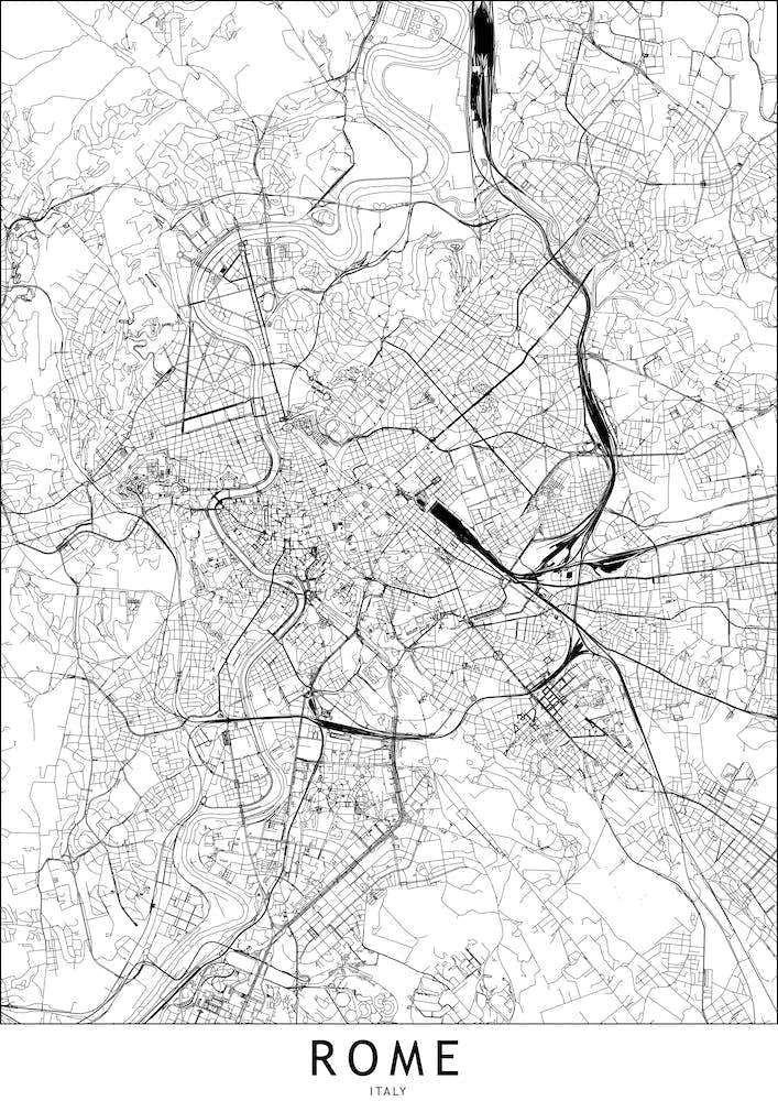 Rome White Map Line