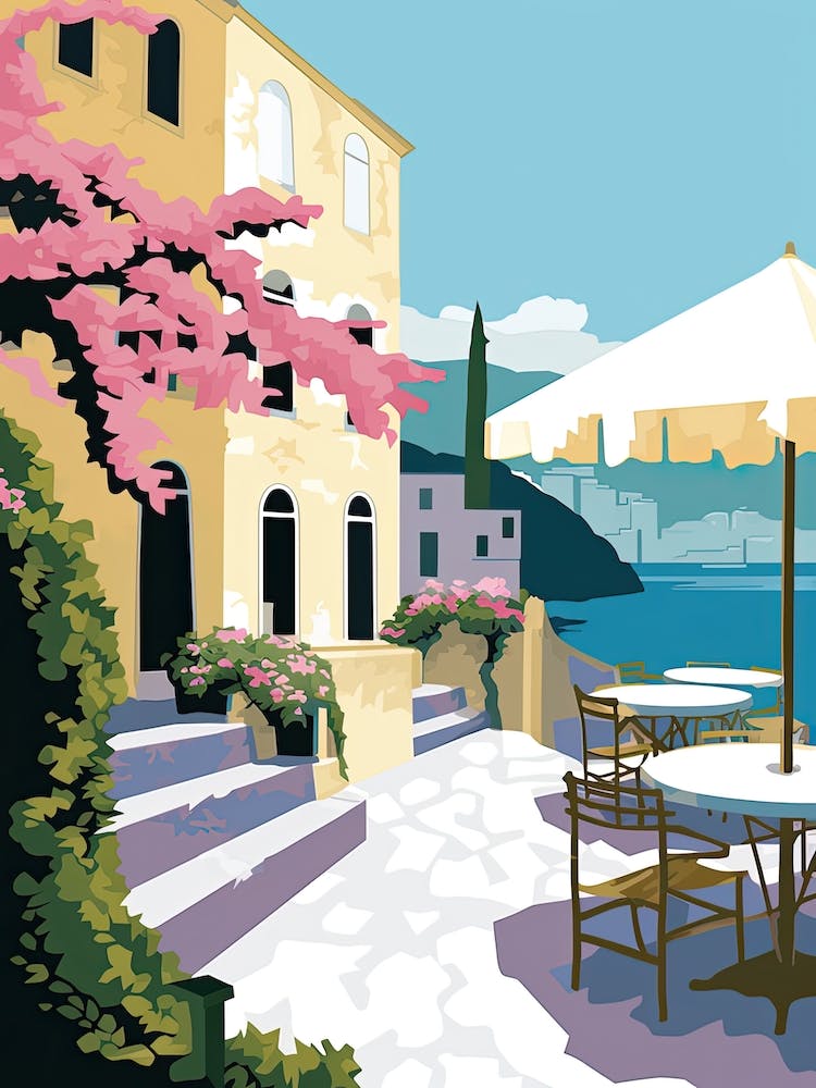 Ravello, Italy, Flat Pastels Tones Illustration 4