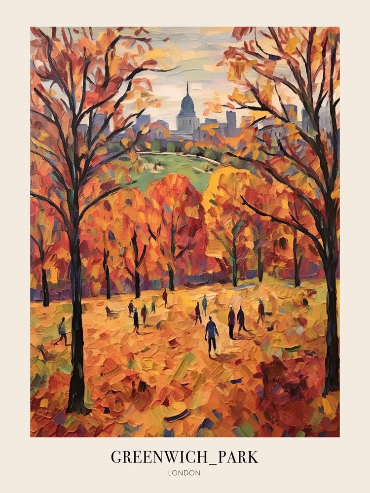 Autumn City Park Painting Greenwich Park London Poster