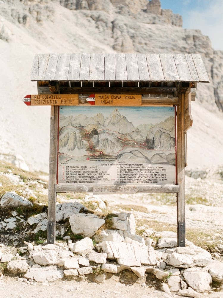 The Road To Adventure Hiking Signage In The Dolomites Italy