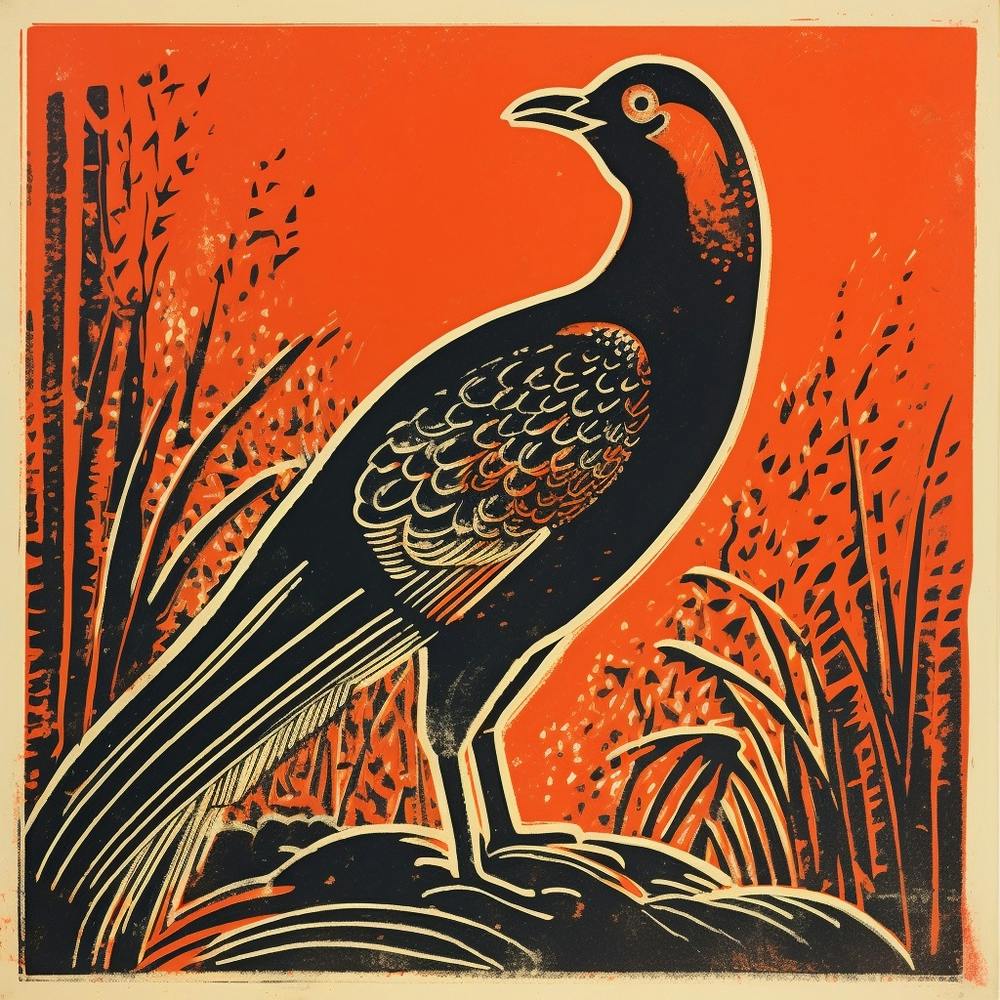 Retro Bird Lithograph Pheasant 6