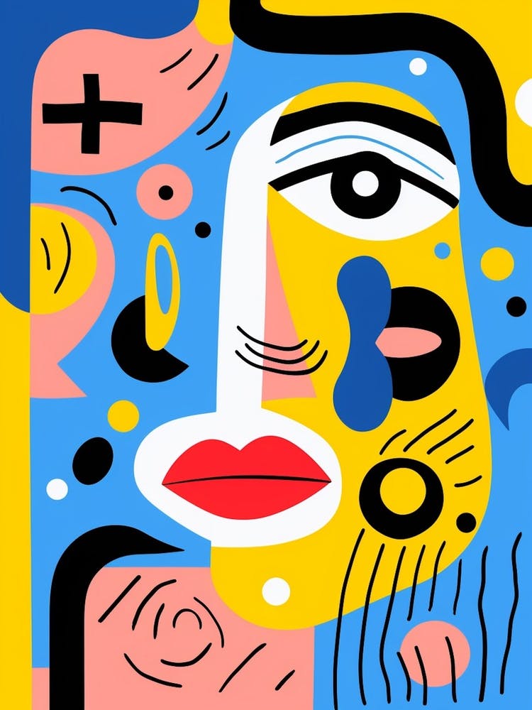 Bold Line Face Illustration 3