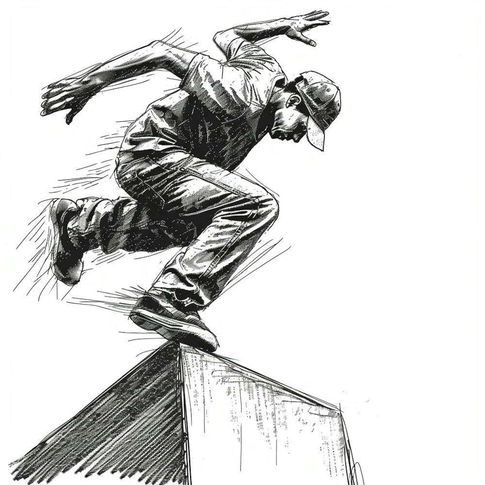 A Parkour Movement Hand Drawn Sketch Illustration 2