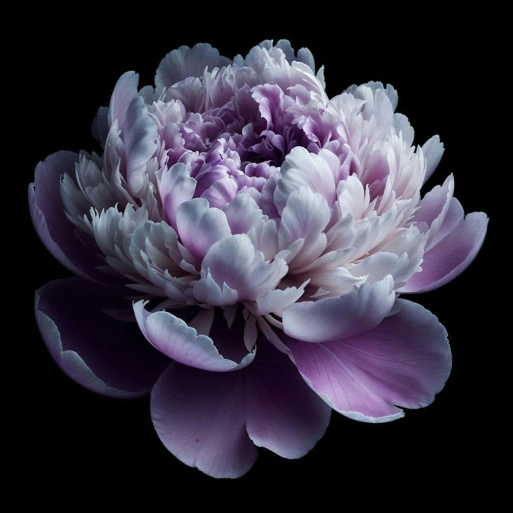 Violet Peony on Black Background