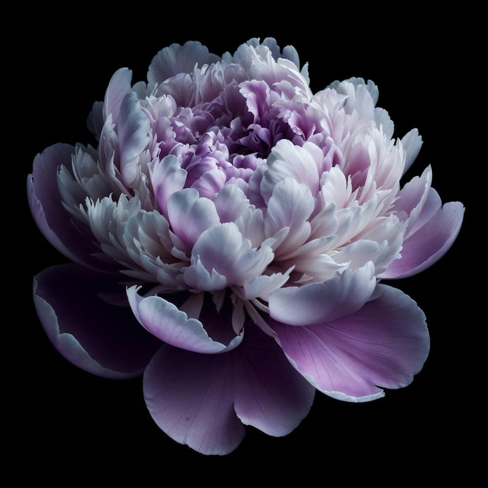 Violet Peony on Black Background