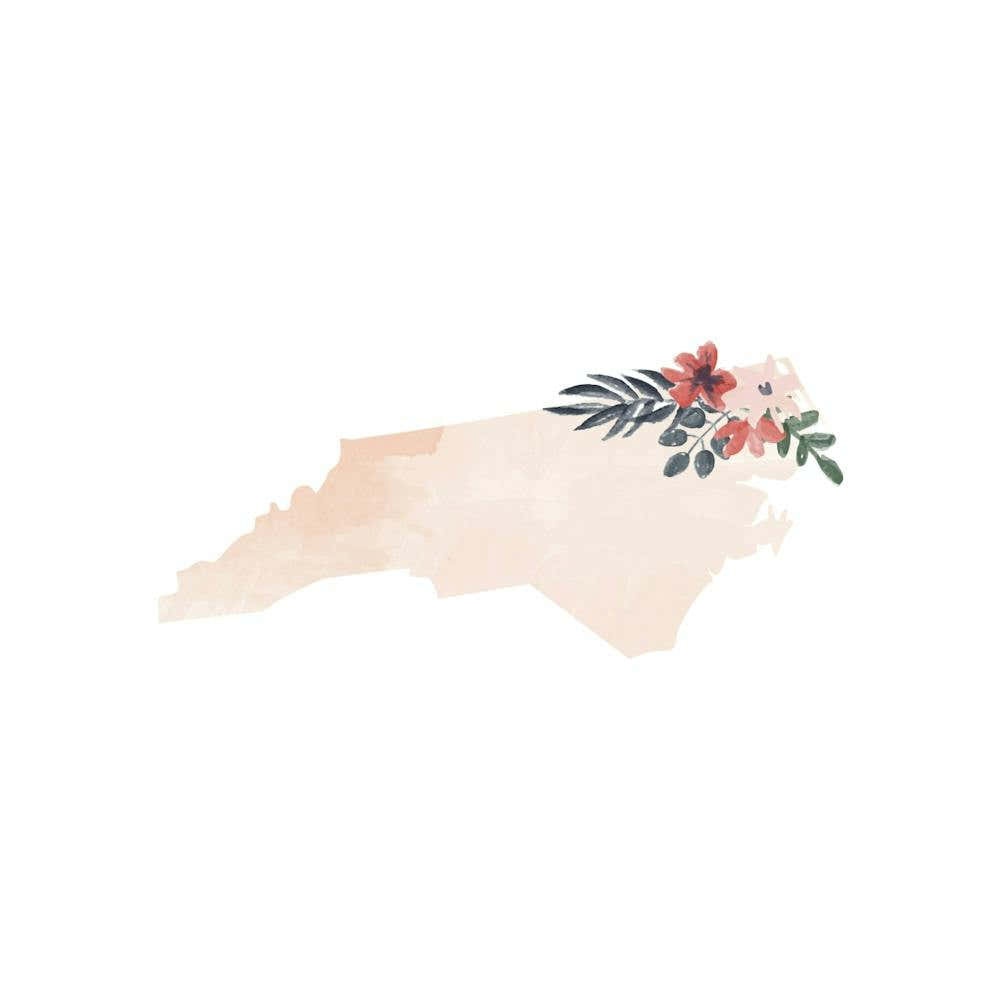 North Carolina Watercolor Floral State