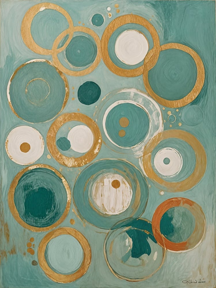 Teal And Gold Circles