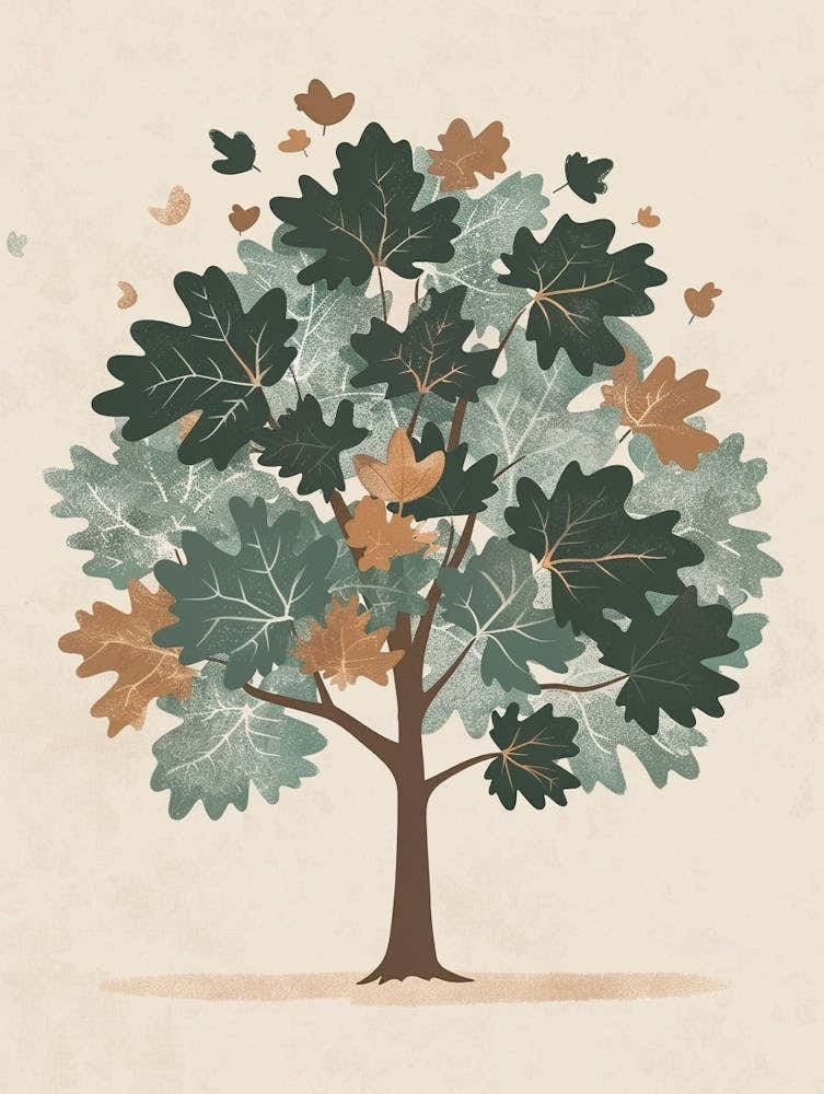 Sycamore Tree Minimal Japandi Illustration 3