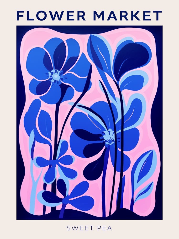 Blue Flower Market Poster Sweet Pea 2