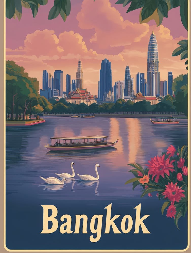 Aihrgdesign A Mid Century Modern Travel Poster For Bangkok
