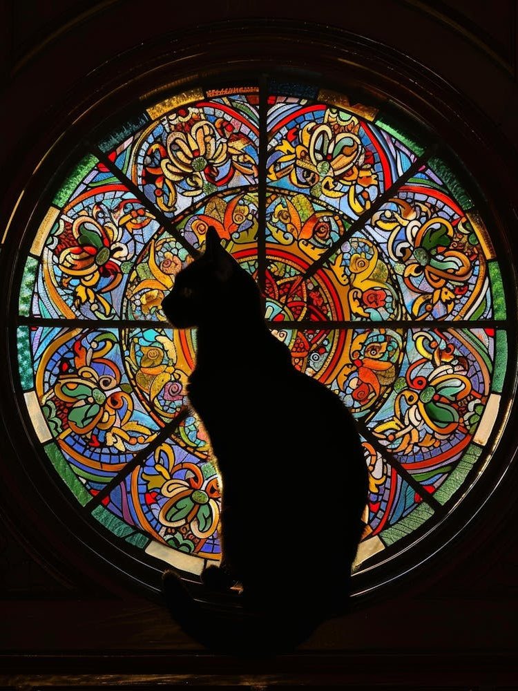 Cat In Stained Glass Window 2