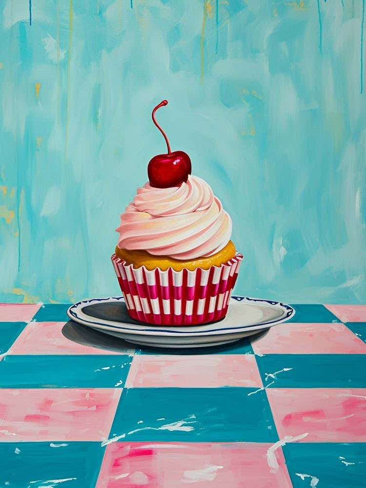 Cupcake Pink & Blue Checkerboard