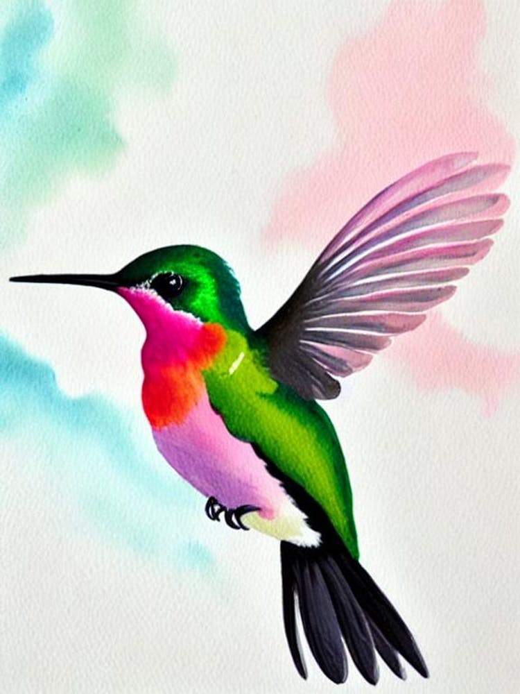 Hummingbird Watercolour Bird