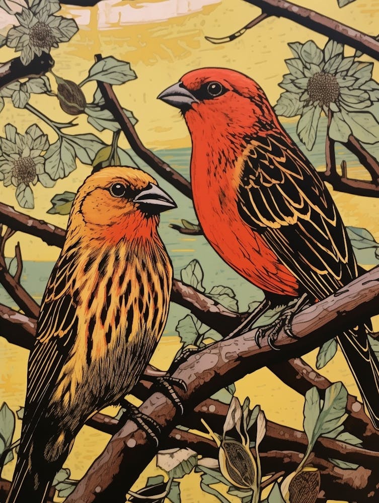 Art Nouveau Birds Poster Yellowhammer 3