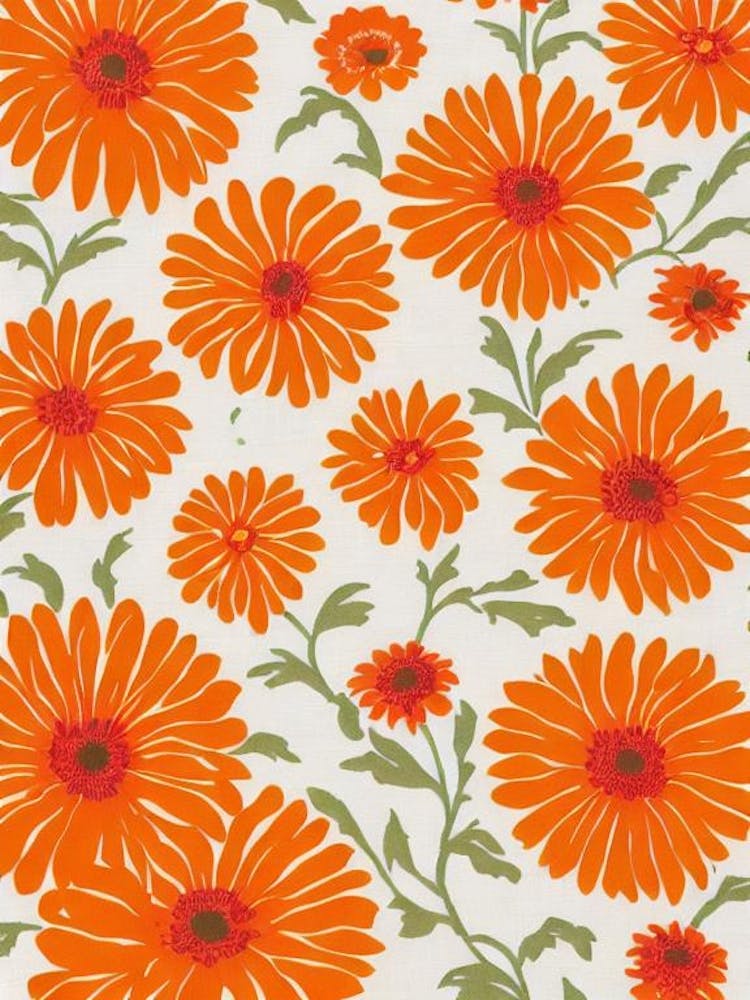 Calendula Floral Print Retro Pattern2 Flower