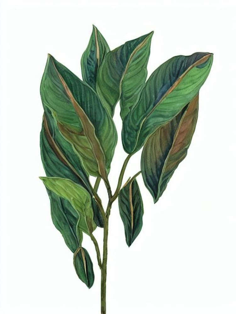 Zebra Plant (Aphelandra Squarrosa) Watercolor