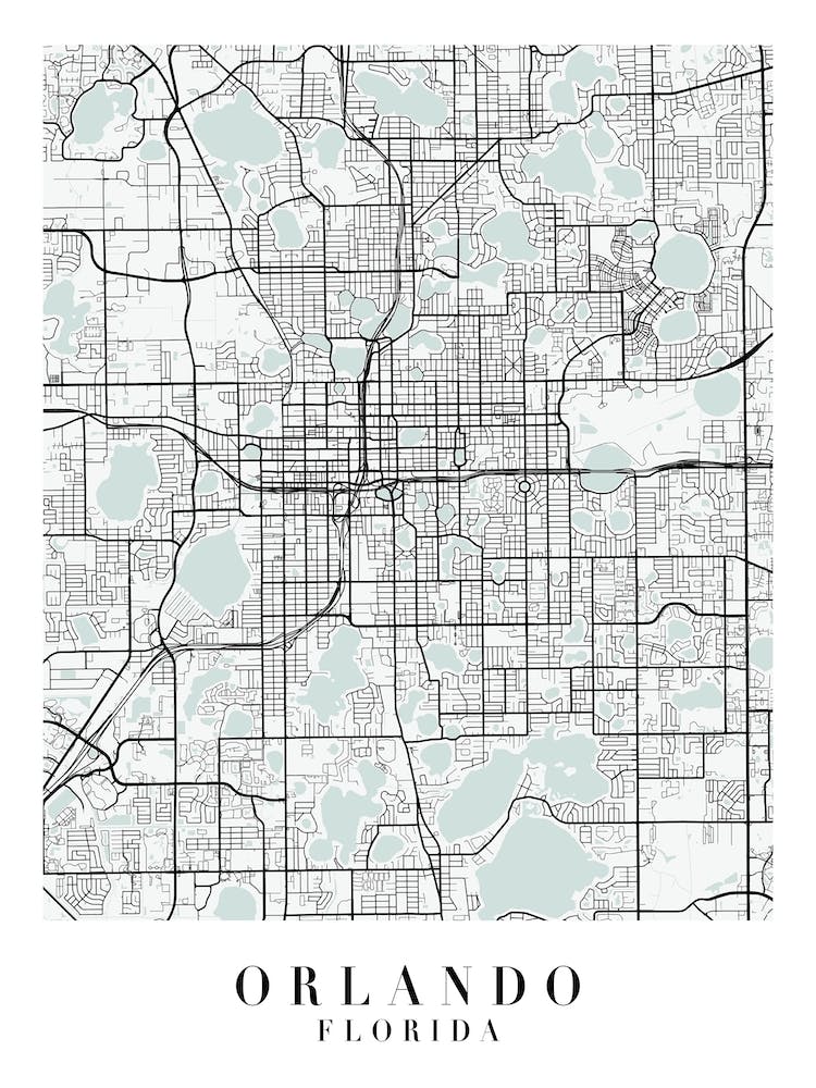 Orlando Florida Street Map Minimal Color