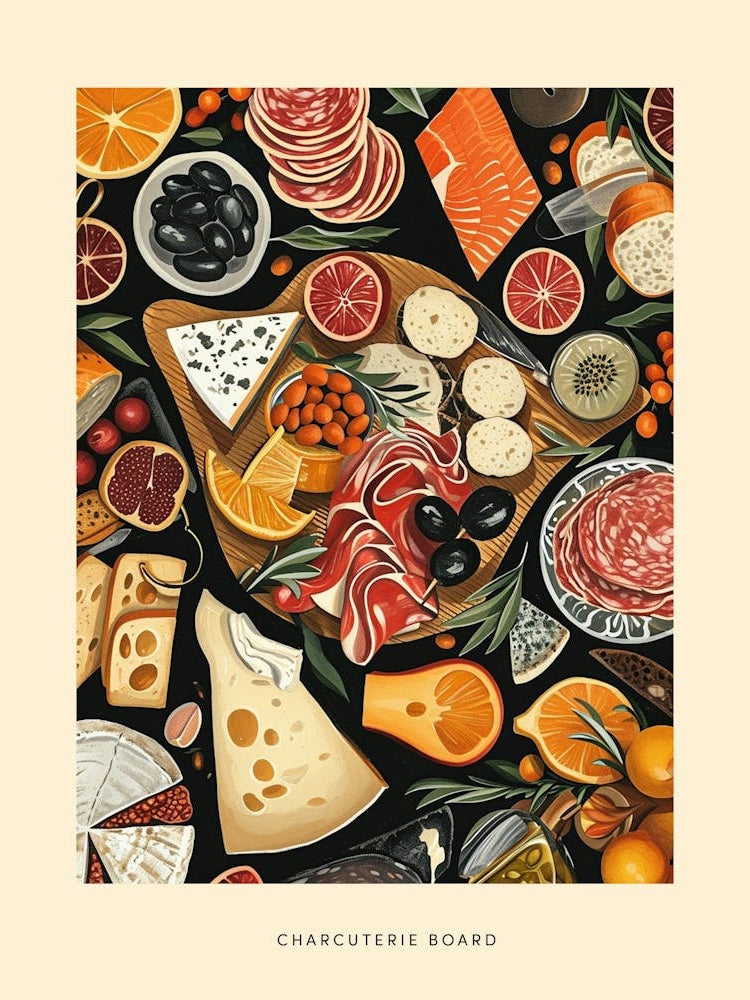 Charcuterie Board Art Deco Poster 1