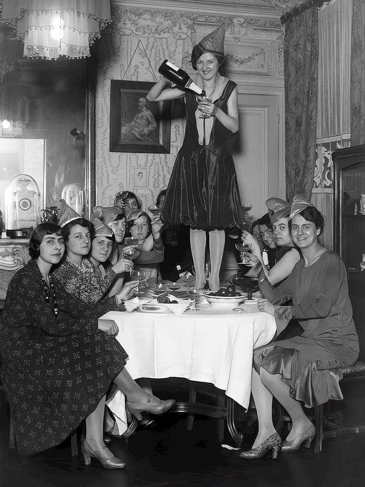 New Year's Eve Party, Black and White Vintage Photo