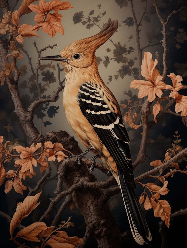 Dark And Moody Botanical Hoopoe 4