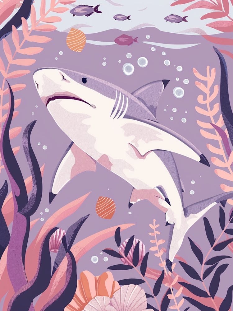 Purple White Tip Reef Shark Illustration 1