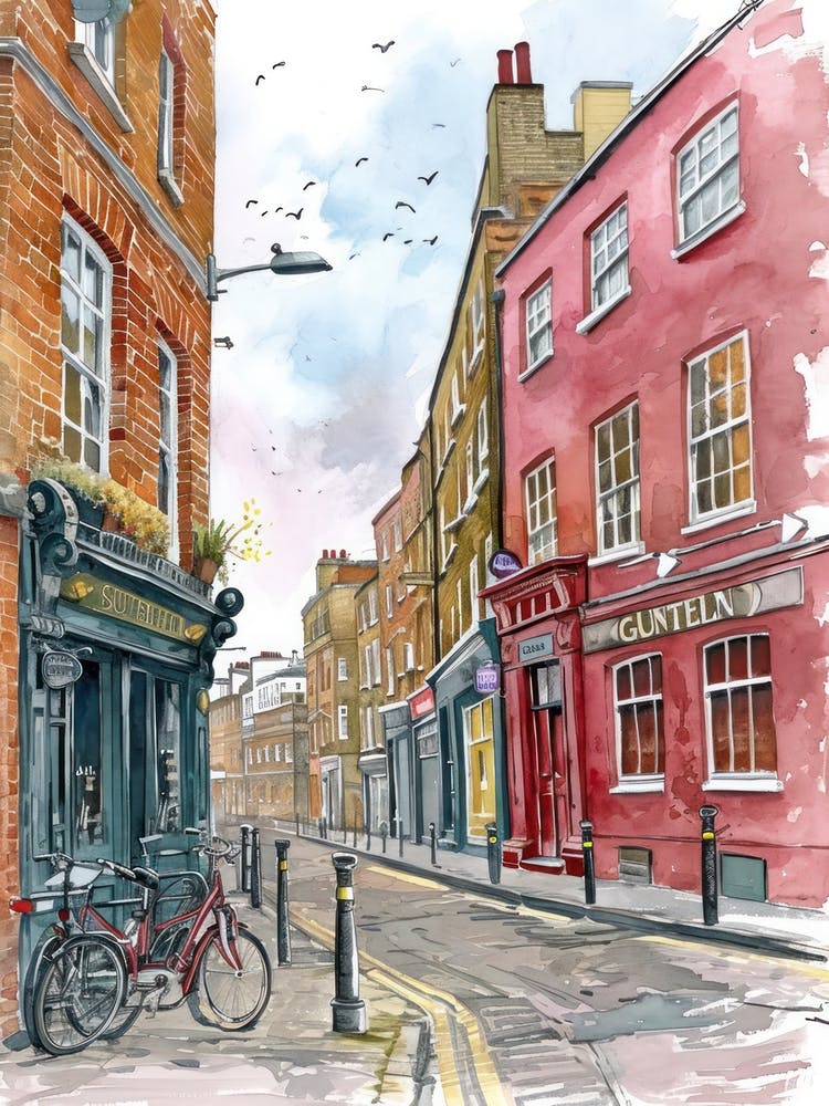 Southwark London Borough   Street Watercolour 1