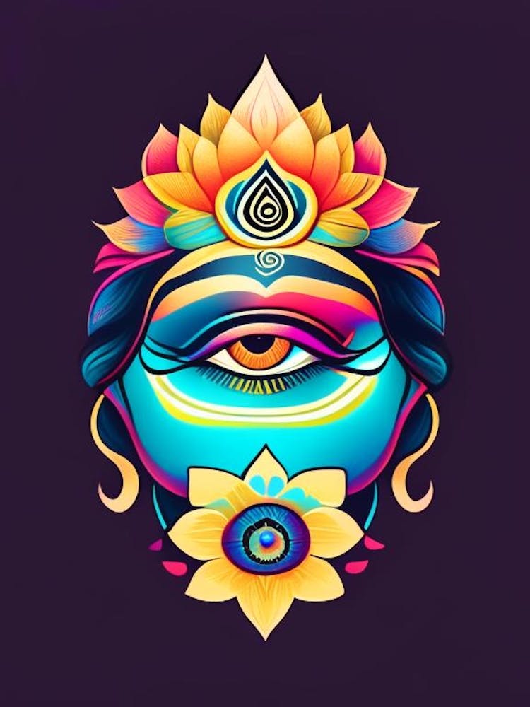 Meditating Figure, Symbol, Third Eye Tattoo 2