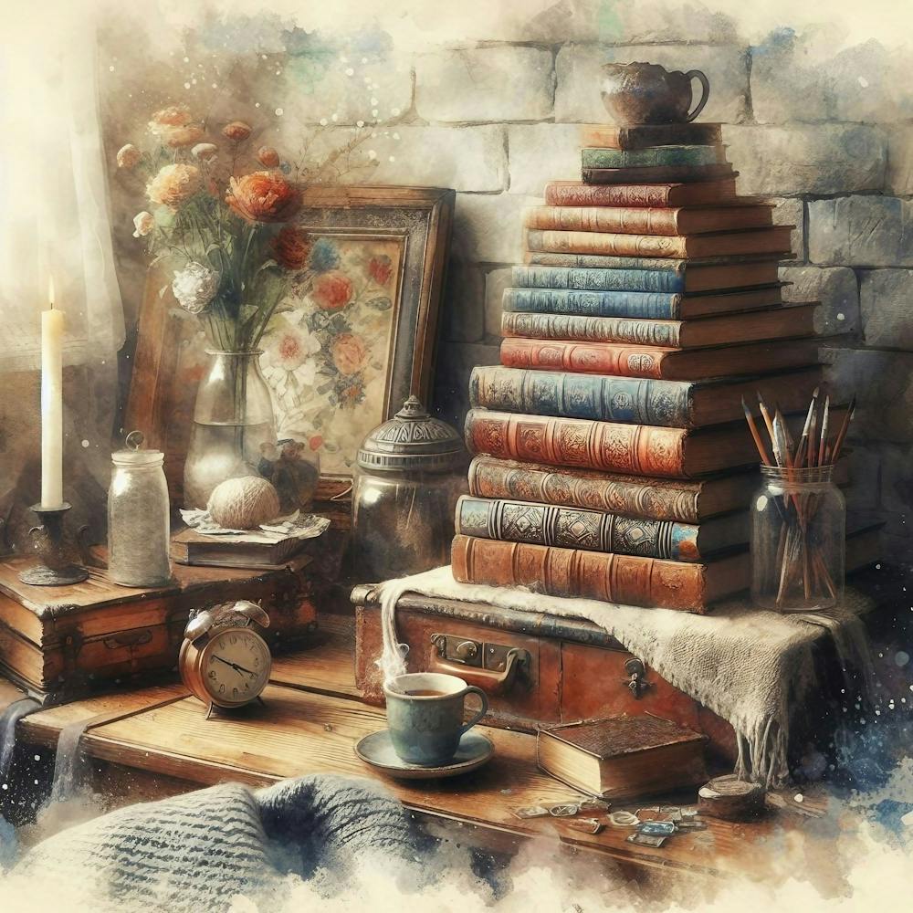 Old Books On The Table