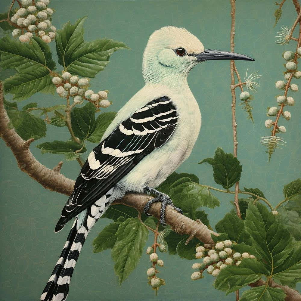 Ohara Koson Inspired Bird Painting Hoopoe 1 Square