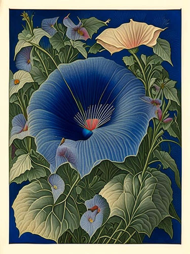 Morning Glory 2 Floral Botanical Vintage Poster Flower