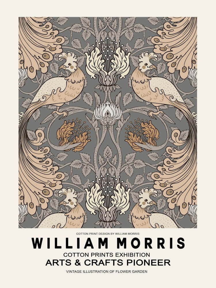 William Morris Beige Birds Poster