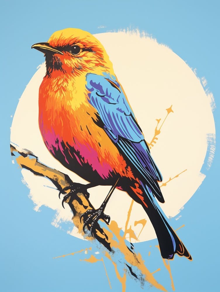 Andy Warhol Style Bird Eastern Bluebird 2