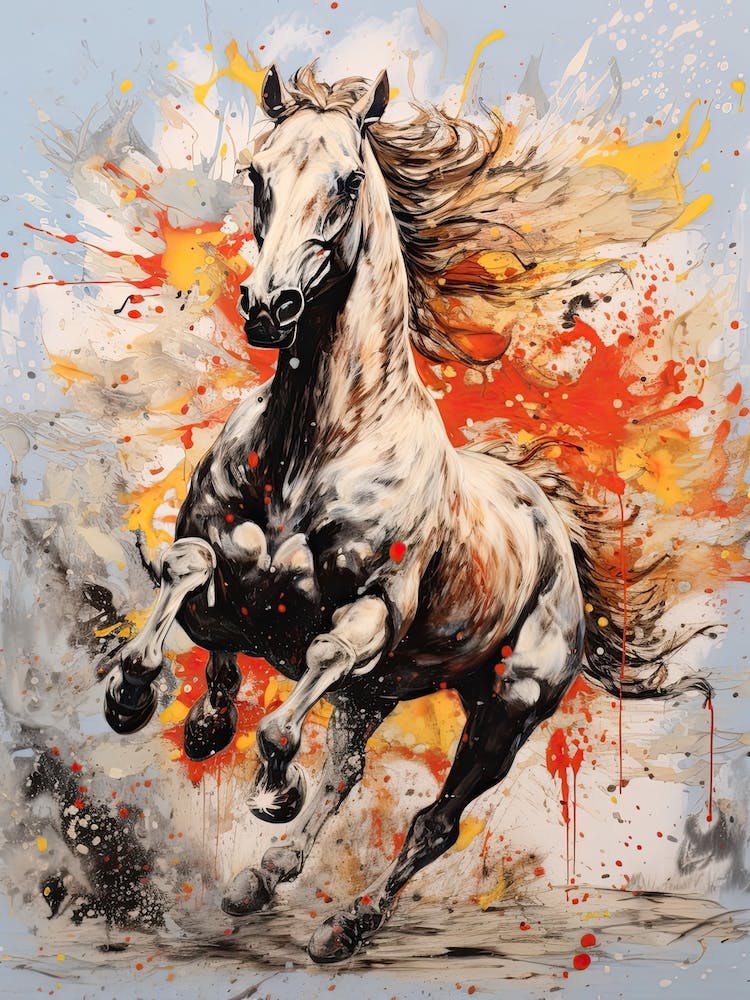 A Horse Painting In The Style Of Spattering 1